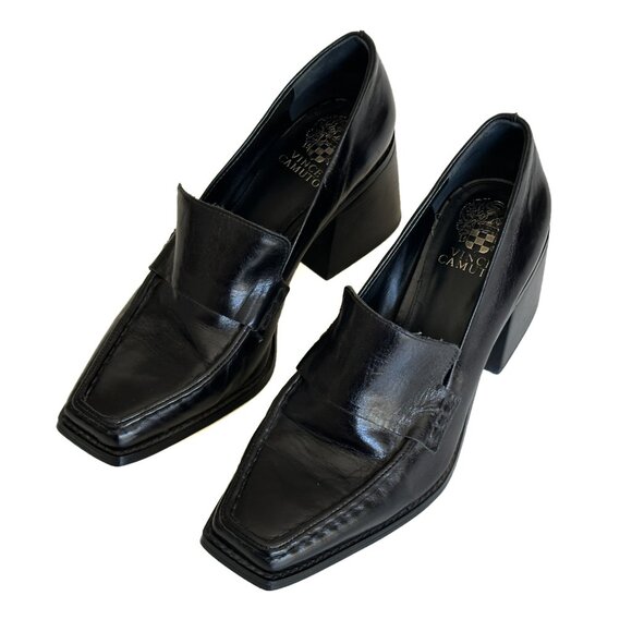 Vince Camuto Black Loafers Women's Segellis Block-Heel Tailored Sz 9 EUC - Picture 4 of 10